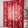Detail of red Christmas curtain with Santa Claus print and Merry Christmas text - Red Christmas Snowflake / 140*100cm