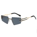 Gafas de sol sin montura con lentes grises y patillas huecas de metal en negro y dorado - Montura Dorada Negro Gris