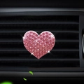 Clip per bocchetta auto a forma di cuore con strass rosa e cristalli scintillanti - Cuore di Strass Rosa