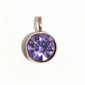 Pendentif en acier inoxydable or rose avec une pierre gemme violette de 6mm - Or Rose Juin