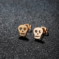 Gothic skull stud earrings in rose gold finish with heart-shaped eye sockets for women - Skull / Rose Gold
