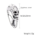 Silver skull-shaped stainless steel hook clasp measuring 32x23mm and weighing 12g - Skull Style (KLJ8540-KJX)