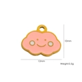 Pink 14K gold-plated stainless steel cloud pendant with smiley face 12x10mm size - 22 Enamel Smiley Cloud