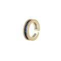 Lussuoso anello regolabile in oro con zirconi blu profondo e cristalli bianchi puri - Blu