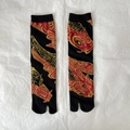 Japanese tabi split-toe mid-calf socks with black and red koi fish jacquard patterns - 35-41 / Red Carp