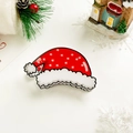 Fermaglio per capelli a forma di cappello di Babbo Natale con stelle bianche - Acrilico / Cappello rosso e bianco