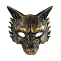 Máscara de lobo vintage en bronce metalizado con textura de pelaje para fiestas de disfraces - Talla única / Dorado
