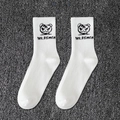 White crew sport socks featuring a black demon face graphic and MR. DEMON print - One Size(37-46) / D1 Series-No.18 (White MR. DEMON)