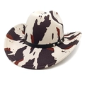 Western cowboy hat with cow print pattern and studded leather band for sun protection - M (56-58cm) / Cow Print Beige