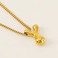 Polished golden bubble letter Y pendant necklace with stylish curb chain design - Letter Y