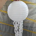 White jellyfish paper lantern with wavy hanging streamers for ocean theme party decor - White