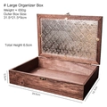 Retro wooden storage tray with begonia patterned glass lid and antique metal lock - Begonia Glass Storage Box - Large