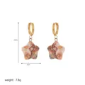 Star-shaped natural stone earrings with gold hoops, size 3.9cm by 2cm and weight 7.8g - Star Earrings (A2-02) / Orange-Red Marble