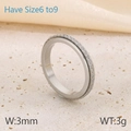 Zilveren roestvrijstalen ring met volledige pavé-kristallen, 3 mm breed en 3 g zwaar - US 6 / Zilver