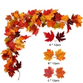 Herfst esdoornblad slinger met drie stijlen van realistische oranje en rode bladeren - Stijl Q Ahornblad / 1,75 m
