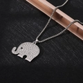 Macro shot of silver elephant pendant with sparkling rhinestones on a box chain link - XL03 / Elephant / Silver