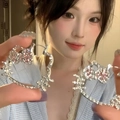 Cat Head Shaped Rhinestone (26# Ear Clip-Silver-Pink)