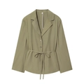 Top verde oliva con spalline imbottite, cintura da annodare e pantaloni larghi - XS / Tops