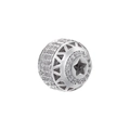 Macro detail of silver-plated star charm bead with pavé cubic zirconia for DIY jewelry - Silver VZ465 Star Zirconia Bead