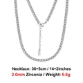 Sterling silver 2mm zircon tennis necklace with S925 stamp and adjustable chain link - Tennis Chain / 2mm/36+5cm
