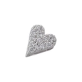 Detailed view of silver heart-shaped bead with micro-pave zircons for DIY jewelry - Platinum Plated White Zirconia Heart