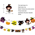 Detail of 3m Halloween witch banner with pumpkin and ghost cardstock decorations - 9-Piece Magic Witch Banner