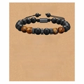 Tiger eye and matte stone beaded bracelet with adjustable cord on message card - To My Man