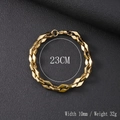 Bracelet chaîne en acier titane plaqué or 18K massif avec maillons plats de 10mm - Bracelet fait main en forme de losange doré de 10 mm