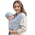Multifunctional infant wrap carrier in soft grey fabric for ergonomic baby carrying - Gray