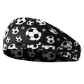 Bandeau de sport élastique noir avec imprimé à motifs de ballons de football blancs - Noir