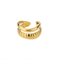 Punk style 18k gold plated double layer open ring with woven and smooth textures - Adjustable Open / Gold-Double Layer Vertical Grain