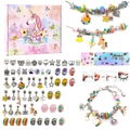 Pink unicorn gift box DIY jewelry kit for kids including charms and silver bracelets - Rainbow Bracelet Set