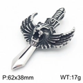 Gothic winged lion sword pendant in silver stainless steel, 62x38mm 17g variant - Winged Lion Head Sword Pendant (KP130921-MZOZ)