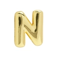 3D bubble letter N charm in 18k gold plating with a polished mirror finish for bracelets - Gold Letter-N