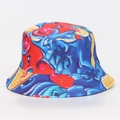 Artistic graffiti print bucket hat featuring vibrant red and blue abstract patterns - M (56-58cm) / Abstract Art Graffiti (#18)