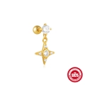 Golden S925 sterling silver cartilage stud earring featuring a sparkling star pendant - Single Gold #7 (Four-Point Star)