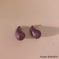 Purple marble teardrop resin earrings with gold metal posts and swirl pattern - Purple (KDE2679)