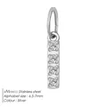 Silver stainless steel bar pendant with four round clear zircon stones in 7mm size - Letter I(ZP39269) / Steel
