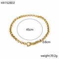 Detailed specs of gold titanium chain necklace measuring 45cm long and 0.8cm wide - Thick Round Link Chain (HX1528D2)
