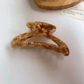Elegant tortoise shell pattern acetate hair claw clip in amber and cream marble finish - 10.5cm / Flower Coffee-10.5cm