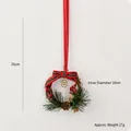 Mini Christmas wreath with pine cones and red berries measuring 25cm in total height - 10CM Pine Needle Wreath C
