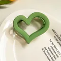 Matte green heart-shaped claw clip for high ponytail styling with nonslip grip - Green