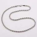 Polished silver stainless steel rope chain necklace featuring a durable lobster clasp - Silver 5mm 45cm