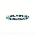 Bracciale da uomo con perline verdi tipo malachite e frecce in ematite stile etnico - 6MM Pavone Verde