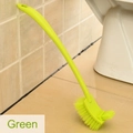Long-handled green curved toilet brush with double-sided bristles for bathroom cleaning - Candy Green