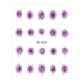 Makroansicht der Y2K Nagelsticker mit lila Farbverlauf und silbernen Tribal-Mustern - Violettes Blush Silberprägung Verlauf (SD-2025)