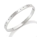 Polished stainless steel bangle with starburst zircon accents in a silver finish - Star Diamond Polished Style (A839)