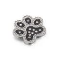 Colgante de huella de gato plateado con esmalte negro y brillantes diamantes - Color Acero (KLJ3825-Z)
