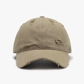 Distressed khaki baseball cap with vintage worn holes and raw edges in classic style - Adjustable / Khaki