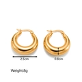 Detail showing 2.5cm diameter gold chunky hoop earrings with 0.8cm width and 8g weight - Chunky Hoop Earrings Gold (MS-002)